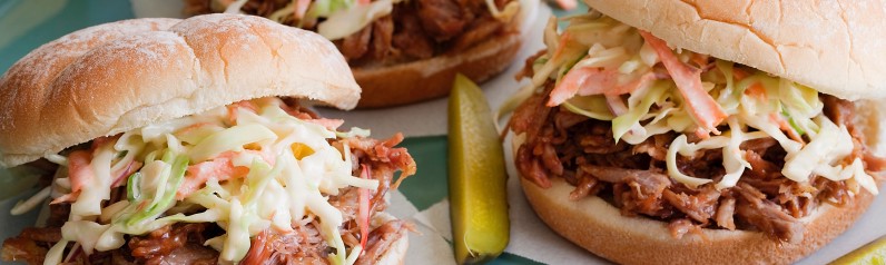 American BBQ Sandwich with Pulled Pork and Coleslaw